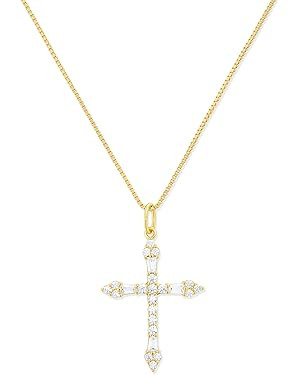 Milla 14K Gold Plated Cross Necklace for Women, Silver Cross Necklaces for Women, 18 inches Chain... | Amazon (US)