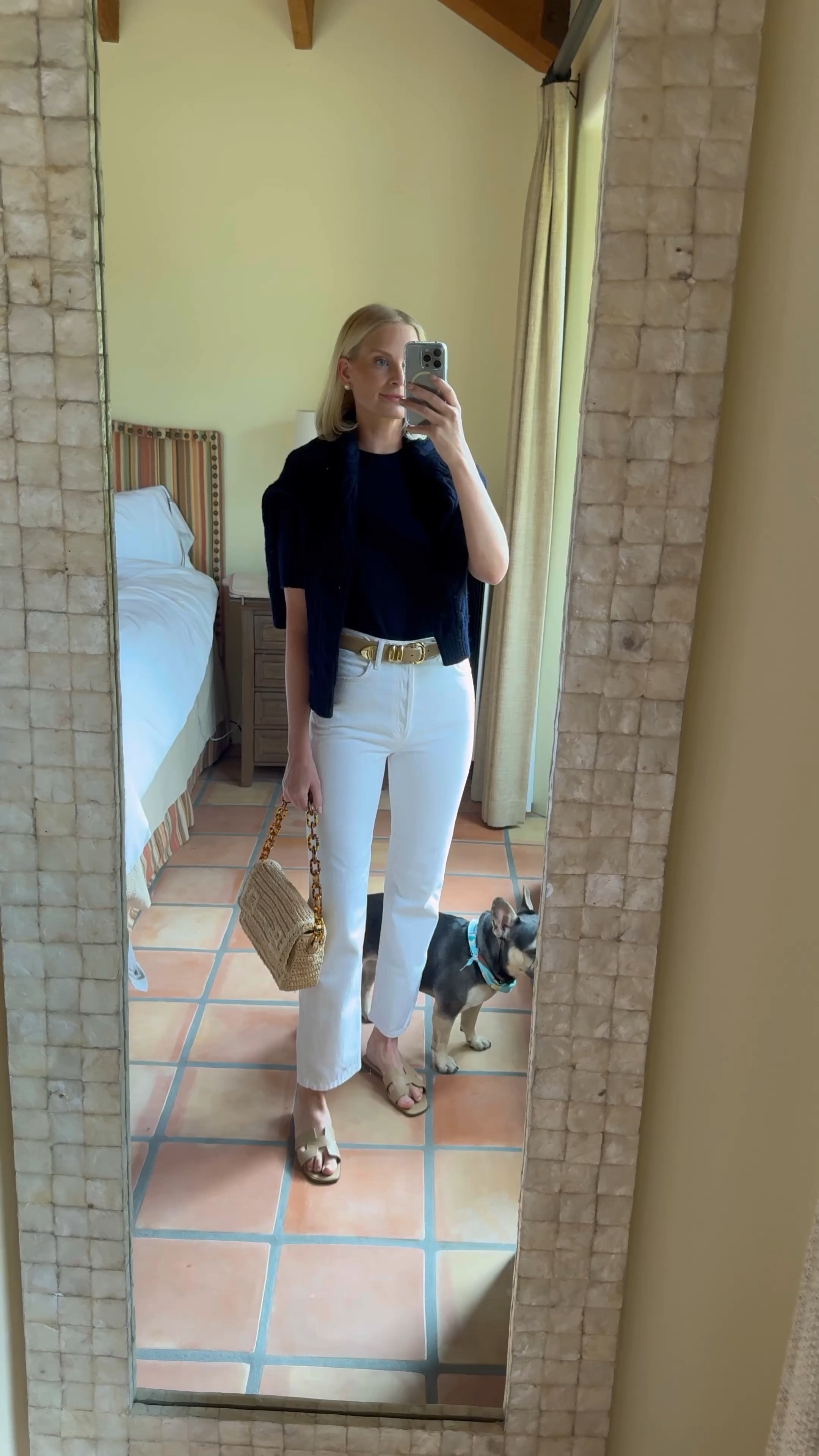 Today’s outfit! Wearing the XS in the cardigan, small in the sweater and sized down in the jeans. Sandals are Hermes! 

#LTKItBag #LTKTravel #LTKStyleTip