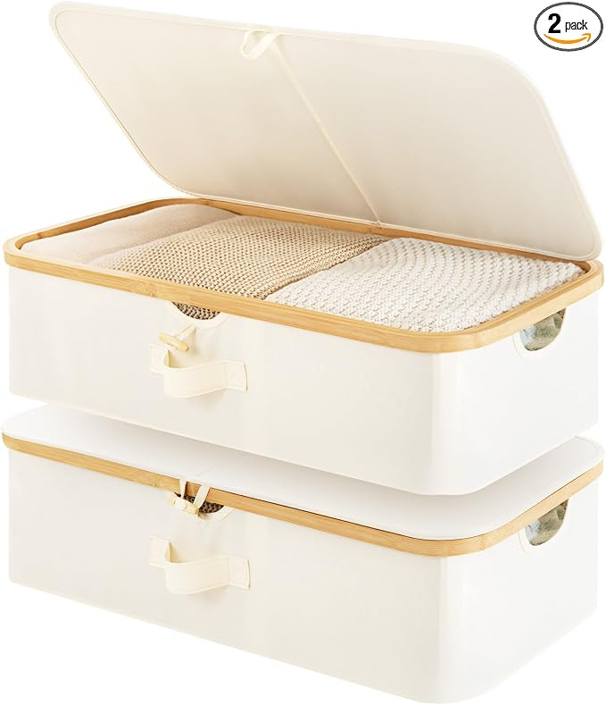 StorageWorks Underbed Storage Containers with Lids, 2-Pack 7" Low Profile Under Bed Storage Box w... | Amazon (US)