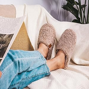 EverFoams Women's Fuzzy Slip-on Slippers Soft Comfy Memory Foam Indoor House Shoes | Amazon (US)