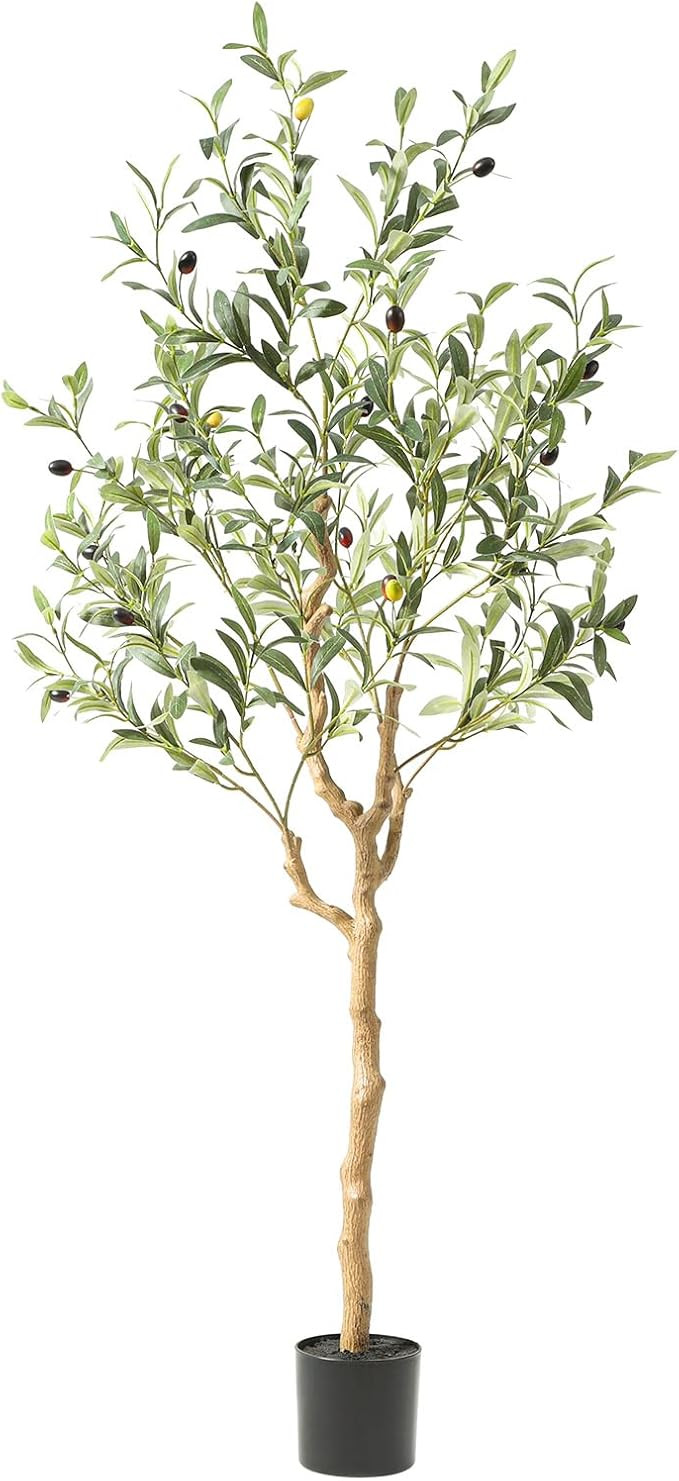 Tall Faux Olive Tree，4Ft(48in) Realistic Texture Potted Silk Artificial Olive Tree， Fake Oliv... | Amazon (US)