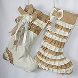 White Christmas Stocking Set Shabby Chic Stockings Ruffle Christmas Stocking Set | Amazon (US)