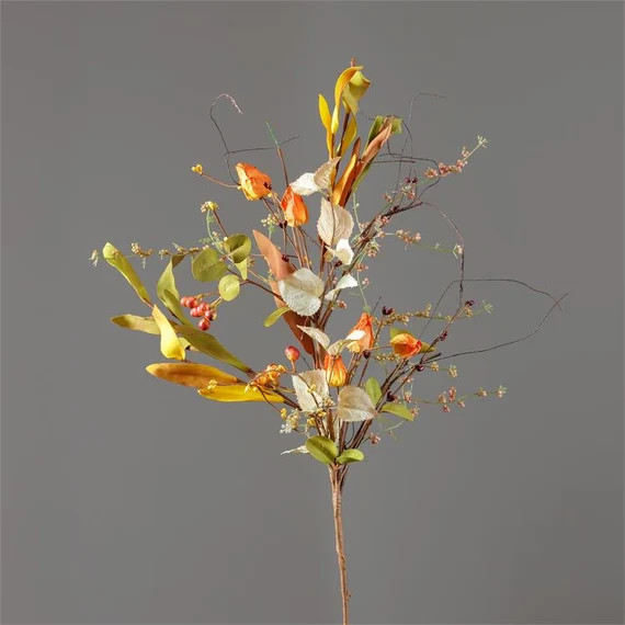 Fall Pods Berries and Foliage Faux Spray - Etsy | Etsy (US)