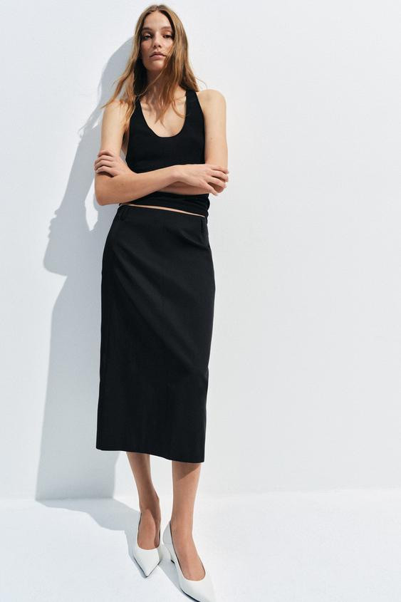 ZW COLLECTION MIDI SKIRT WITH SLIT | Zara US