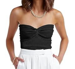 ANRABESS Women Strapless Crop Tube Top Sexy Ribbed Knit Twisted Knot Front Sleeveless Y2K Corset ... | Amazon (US)