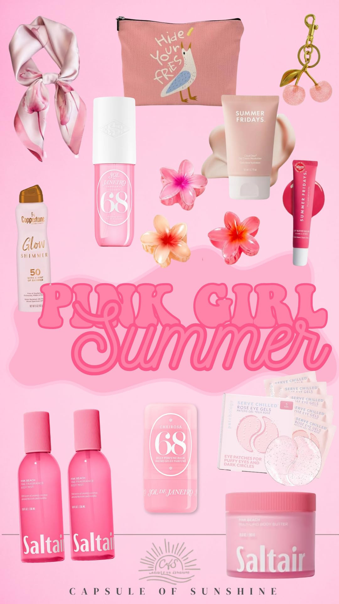 Pink girl summer 🌸🎀☀️ All the little things for a sweet, sunny summer — tropical scents, glossy lips, glowy skin, pretty accessories + plenty of pink. Basically your **summer beauty essentials, beach bag must-haves + pink summer accessories** all in one place.

#PinkGirlSummer #SummerBeauty #SummerEssentials #BeachBagEssentials #SummerBeautyFavorites #PinkAesthetic #SummerAccessories #SummerMustHaves 

 #LTKSeasonal #LTKBeauty #LTKTravel