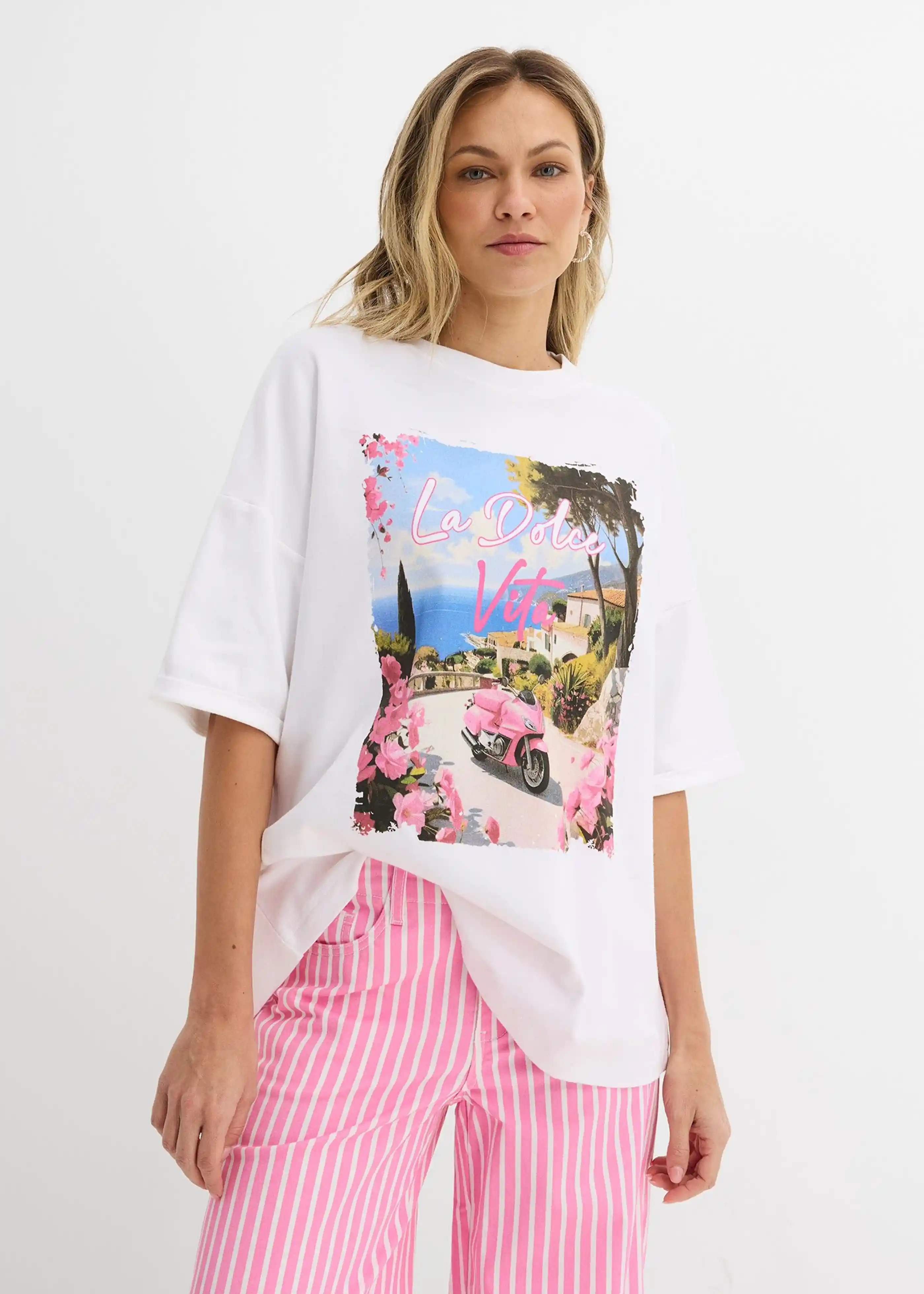 Lässiges Oversize T-Shirt aus reiner Bio-Baumwolle mit Aufdruck | Bonprix DE