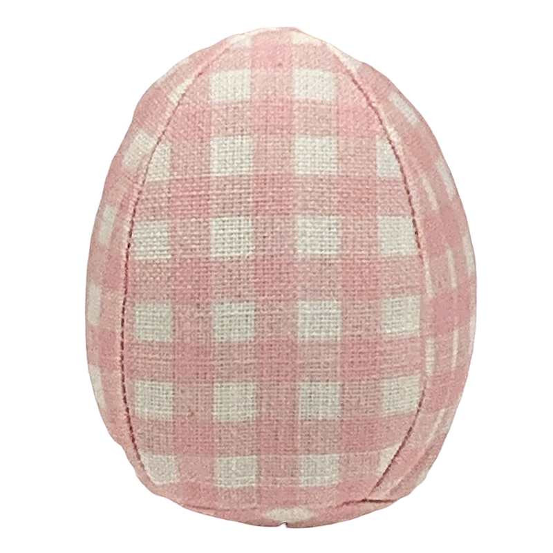 Homespun Easter Pink Plaid Fabric Egg, 4" | At Home