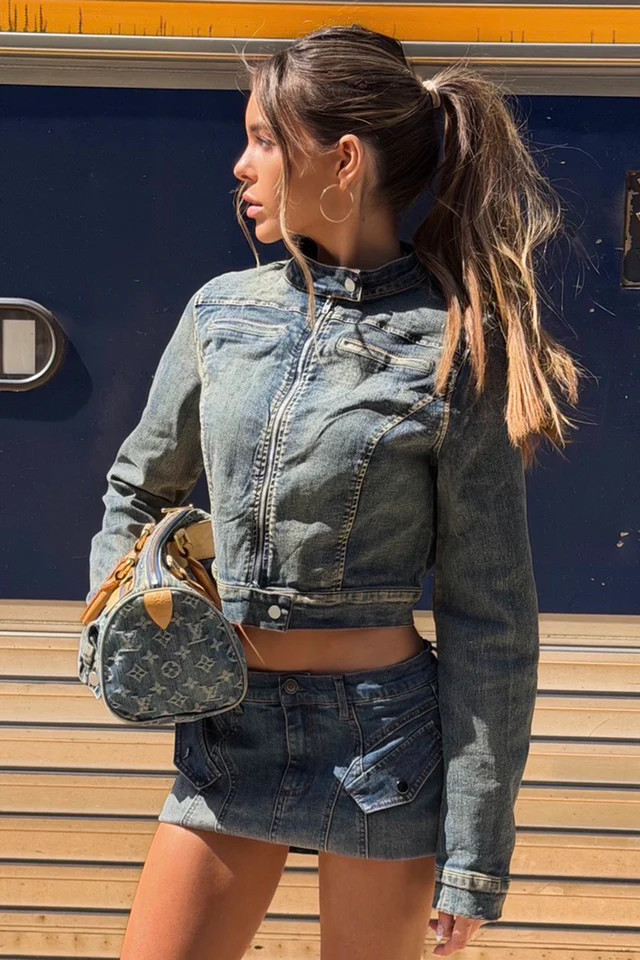 Fast Lane Cool Moto Denim Crop Jacket | Windsor Stores
