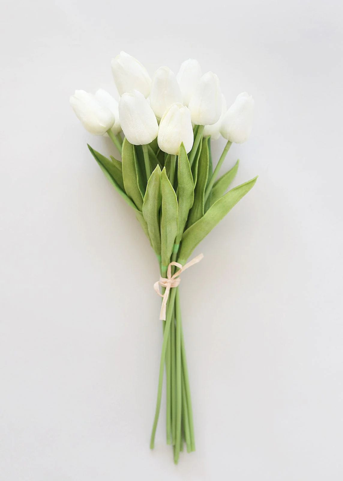 White Mini Real Touch Tulip Flower Bundle - 14.5" | Afloral (US)