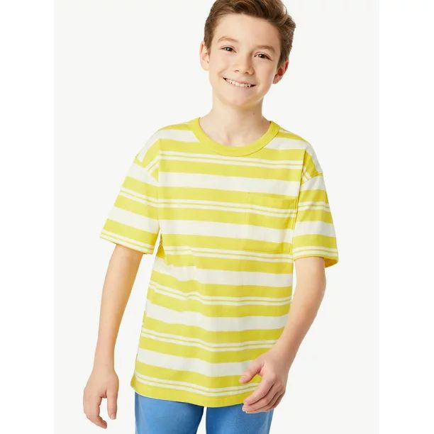 Free Assembly Boys Short Sleeve Striped Pocket T-Shirt, Sizes 4-18 - Walmart.com | Walmart (US)