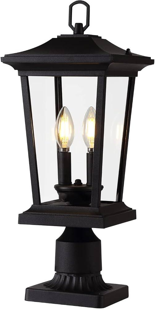 Outdoor Post Lights, Cast Aluminum Lamp Post Light Fixture, 2-Light Pole Mount Light with Clear G... | Amazon (US)
