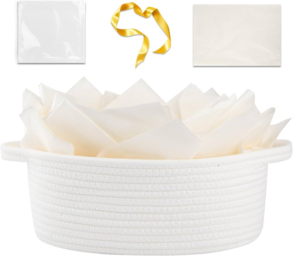 OIAHOMY Gift Basket with Handle, Small Woven Basket with Gift Bag，Ribbon and Wrap Tissue Paper... | Amazon (US)