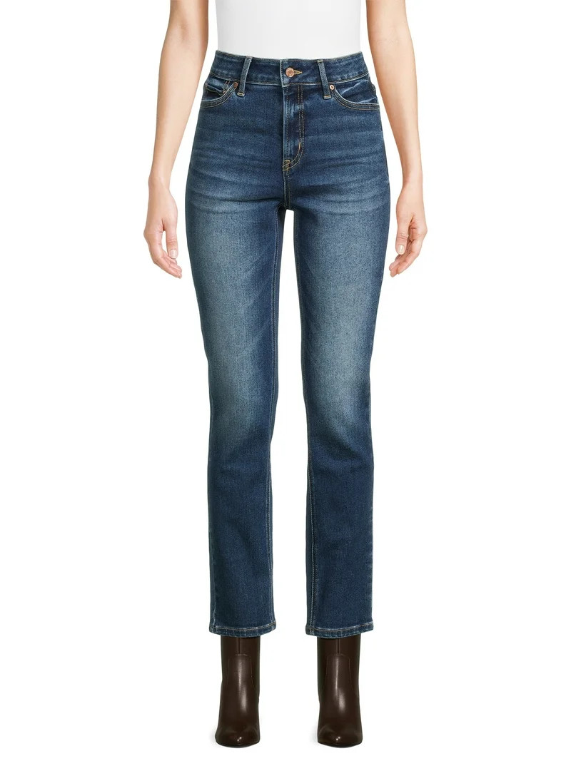 Time and Tru Women’s Mid Rise Straight Leg Jeans, Sizes 0-22, Regular & Short Inseams | Walmart (US)