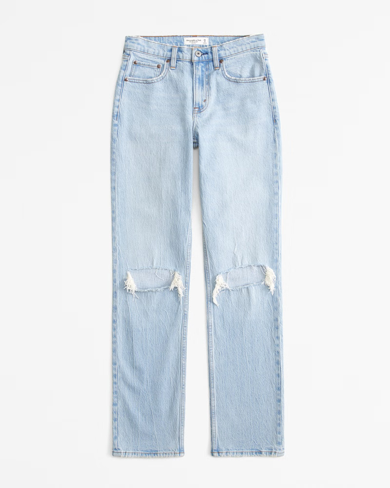 Women's Curve Love Mid Rise 90s Straight Jean | Women's Bottoms | Abercrombie.com | Abercrombie & Fitch (US)