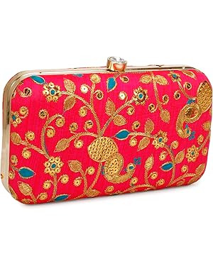 LONGING TO BUY Hand Crafted Designer Box Clutch - Zari Embroidery For Women | Amazon (US)
