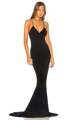 Norma Kamali Low Back Slip Mermaid Fishtail Gown in Black from Revolve.com | Revolve Clothing (Global)