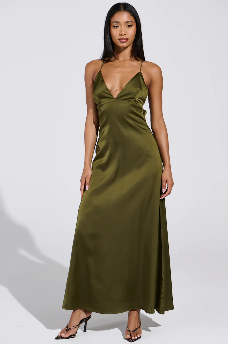 STRAIGHT FROM THE 90'S SATIN MAXI DRESS | AKIRA