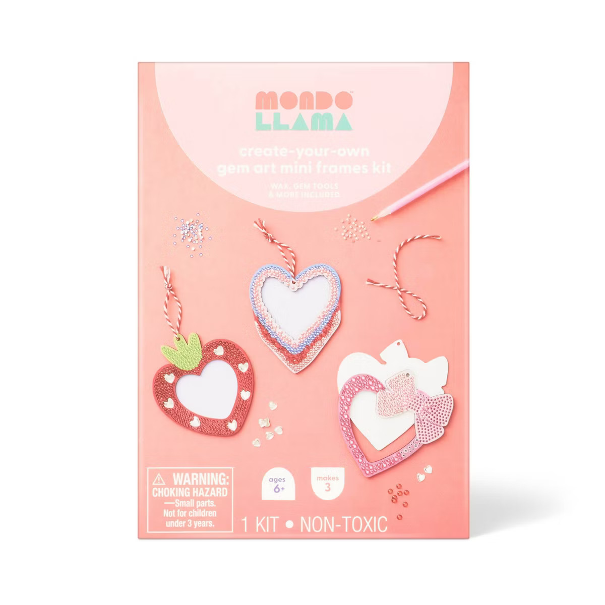 3ct Valentine's Craft Gem Art Mini Heart Frames Activity Kit - Mondo Llama™ | Target