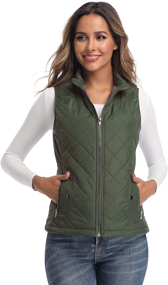 LONGKING Women's Vest - Stand Collar Lightweight Zip Quilted Vest for Women… | Amazon (US)