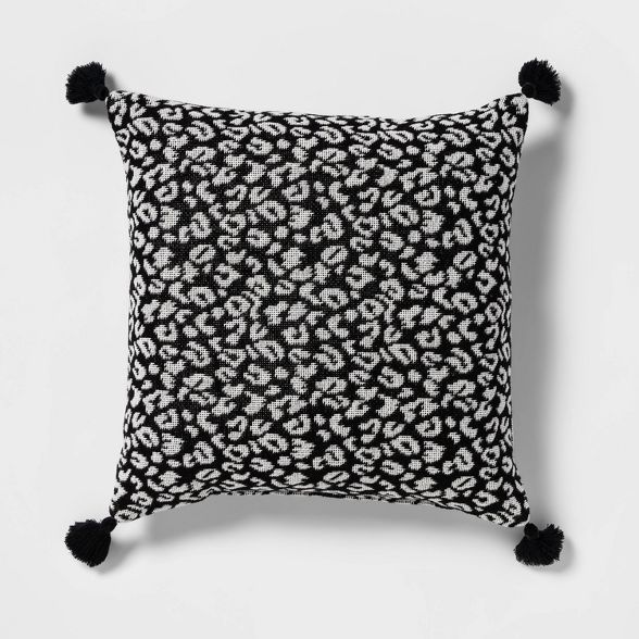 Textured Woven Animal Pattern Square Throw Pillow Black/Cream - Opalhouse&#8482; | Target