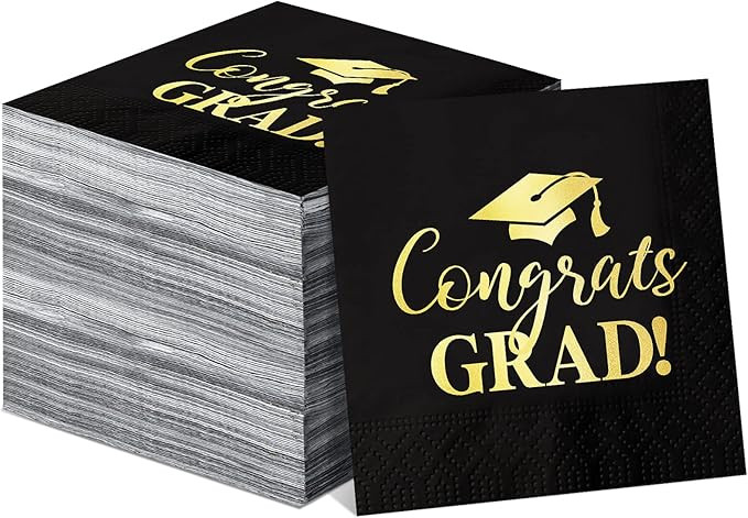 100 Pcs Graduation Party Napkins Beverage Cocktail Napkins Foil Graduation Disposable Paper Napki... | Amazon (US)