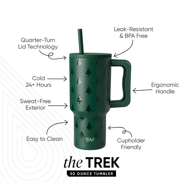 Simple Modern 30 fl oz Insulated Stainless Steel Trek Tumbler with Straw Lid | Winter Forest | Walmart (US)