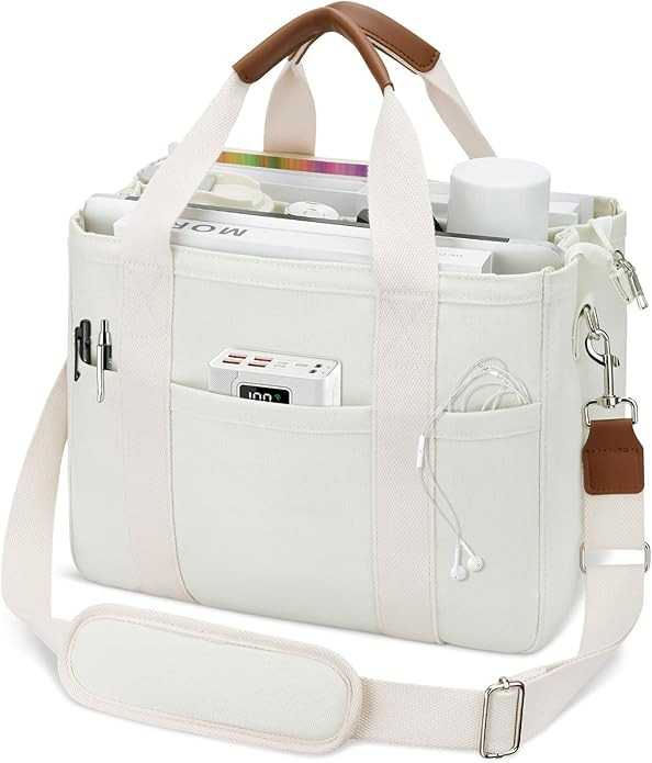 KKXIU Canvas Tote Bag for Women with Zipper and Compartments Crossbody Large Bible Messenger Purs... | Amazon (US)