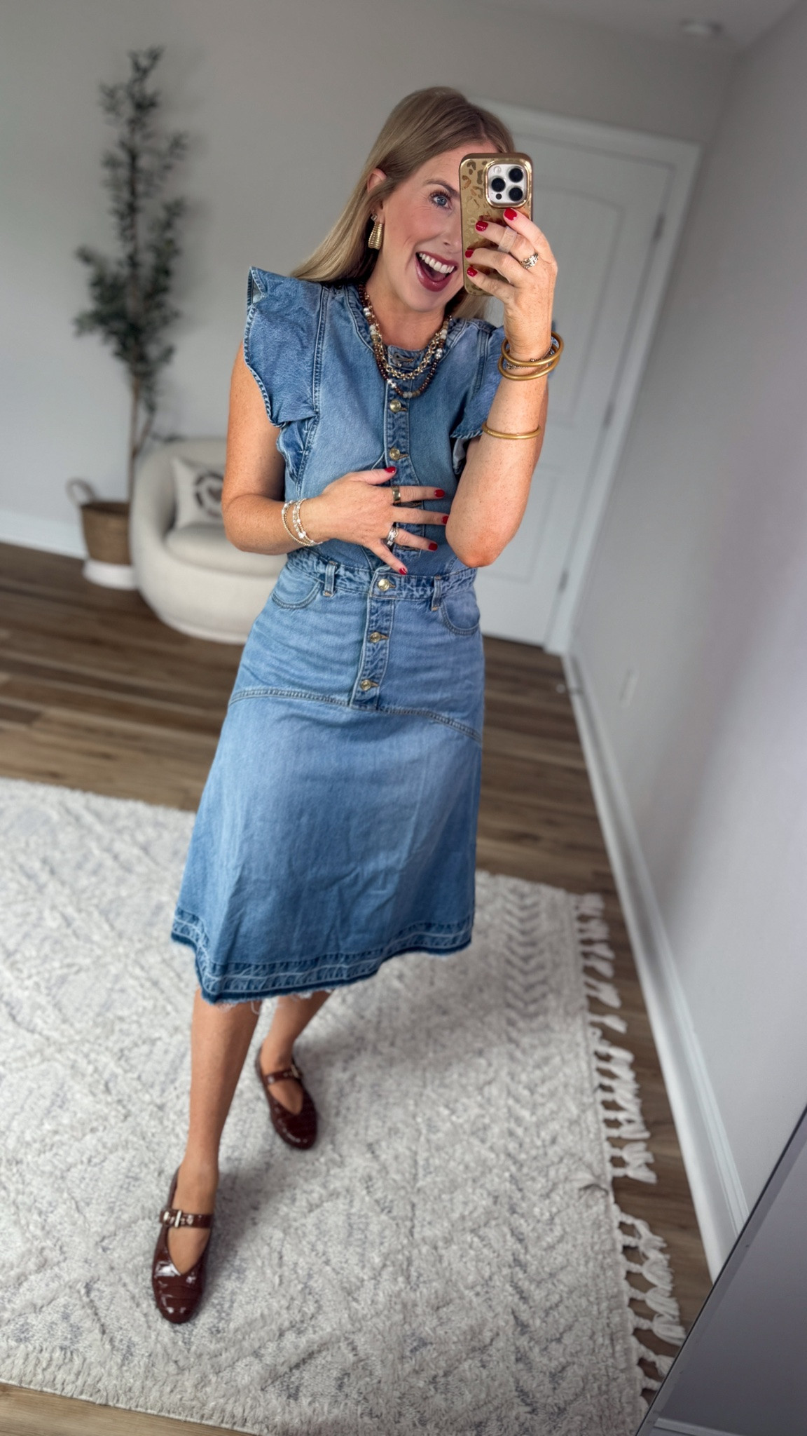 Weekend Walmart Wins try-on 
Denim midi dress- small, need a medium! The material doesn’t have stretch so if you’re between sizes or larger busted, go up!

#LTKgrwm #LTKootd