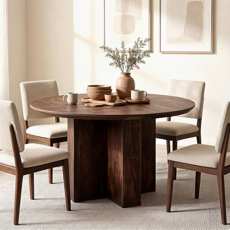 RedLemon Round Dining Table for 4 People, 47" Modern Wood Kitchen Table with Thick Stable Cross P... | Amazon (US)