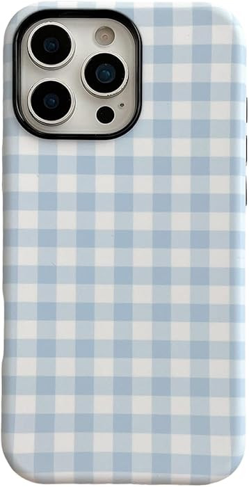 Blue Gingham Phone Case for iPhone 15 6.1in,Retro Cute Aesthetic Striped Checkered Trendy Chic Pi... | Amazon (US)