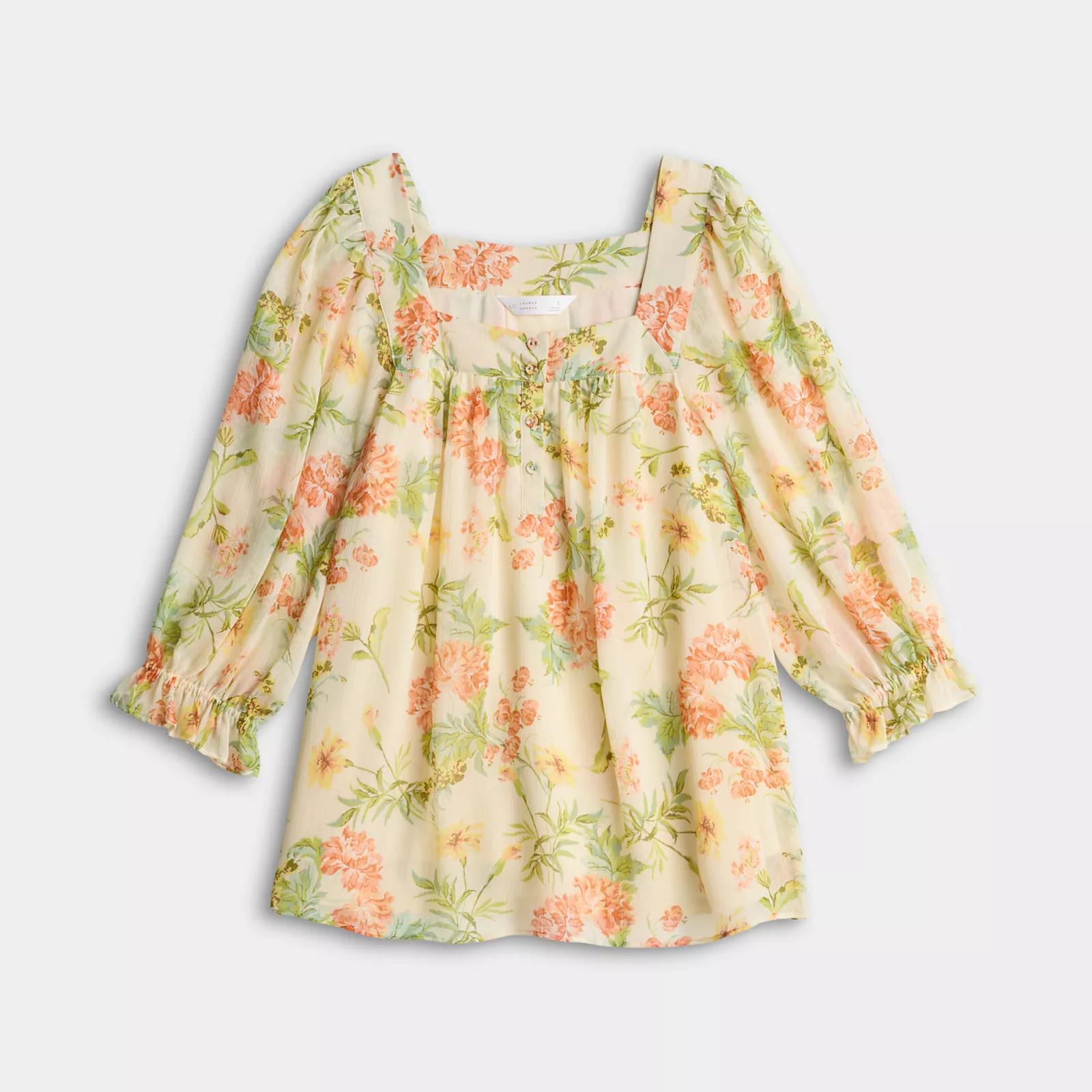 Women’s LC Lauren Conrad 3/4 Length Sleeve Henley Peasant Blouse | Kohl's