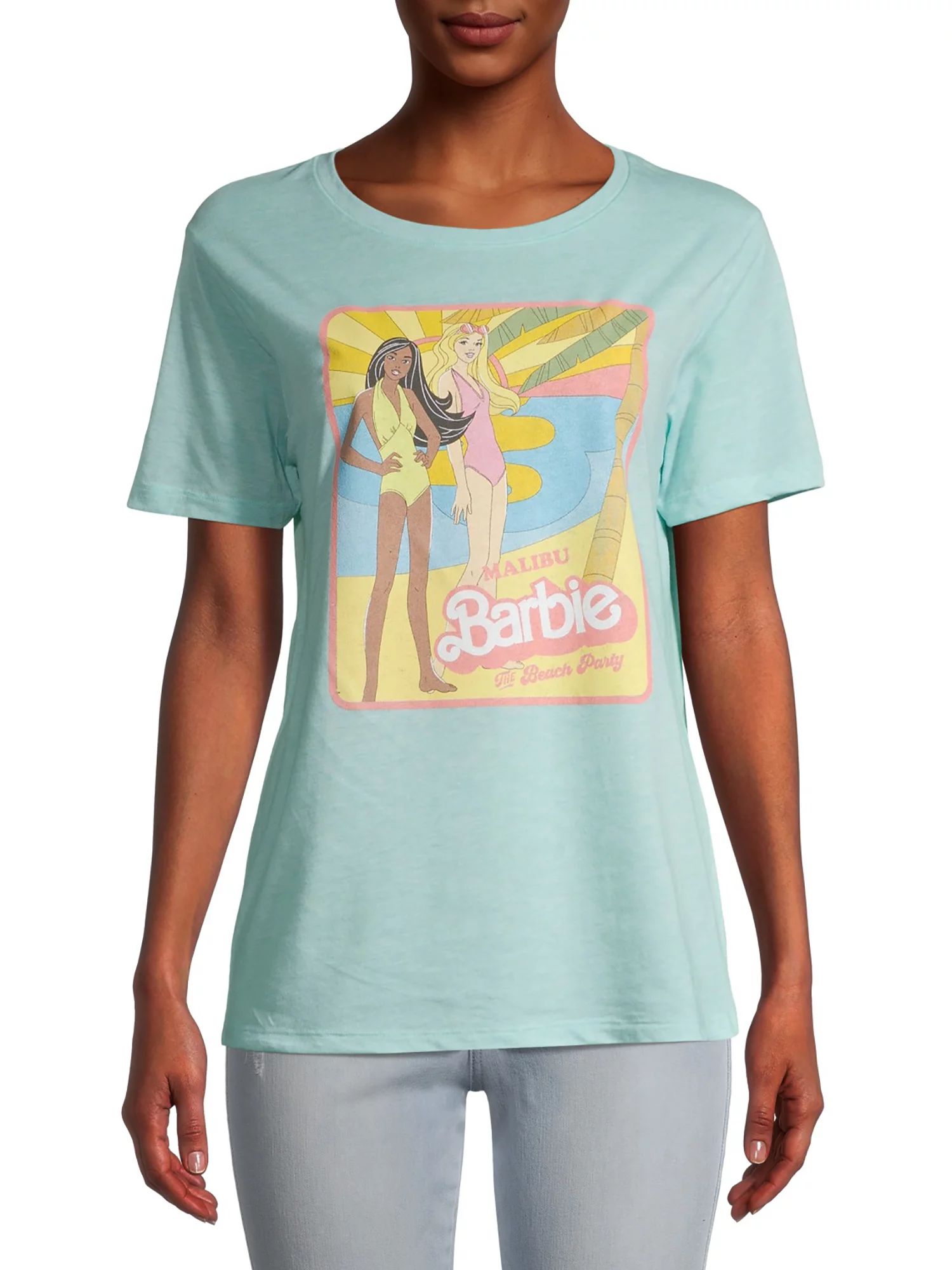 Malibu Barbie Juniors Beach Party Short Sleeve Tee - Walmart.com | Walmart (US)