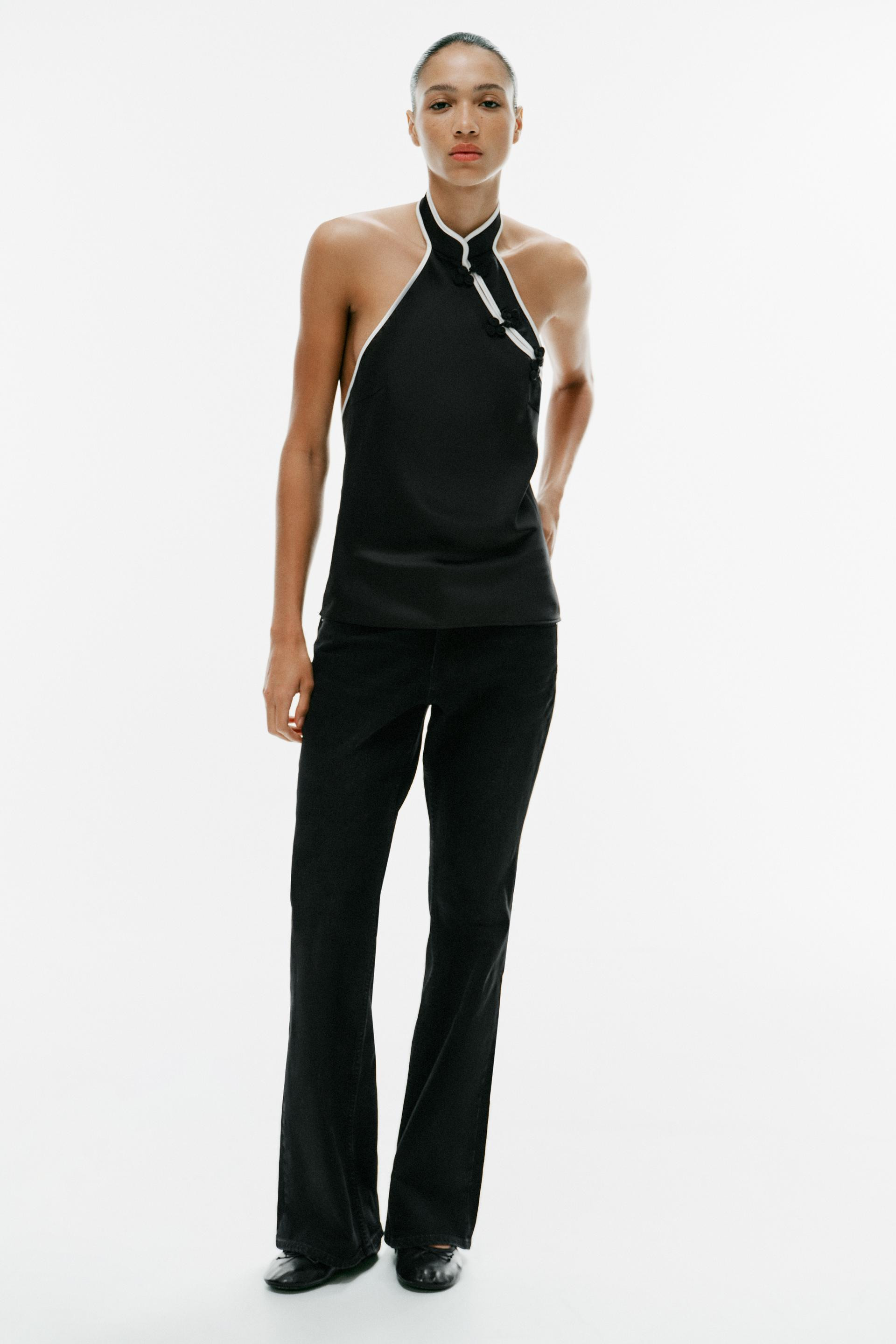 SATIN HALTER TOP WITH FROG FASTENINGS | Zara US