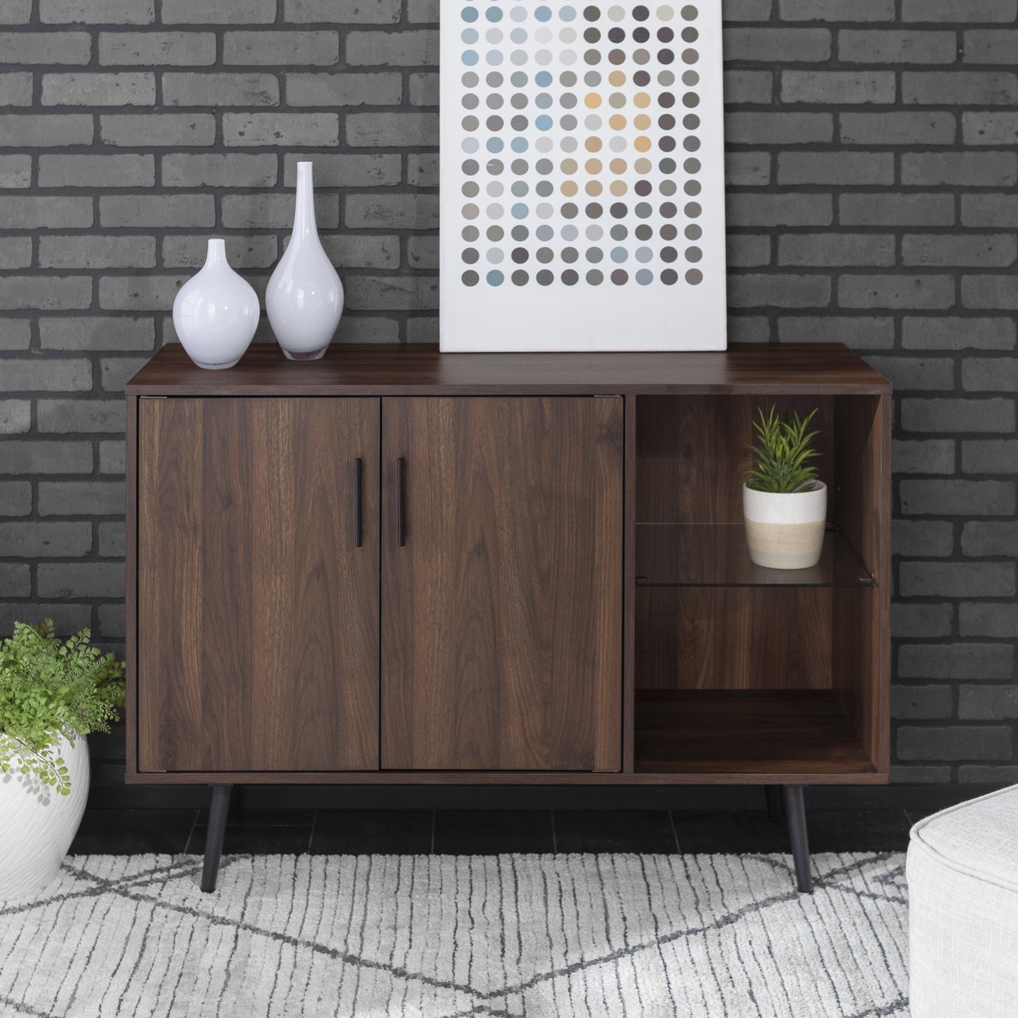 Evangeline Asymmetrical Dark Walnut Buffet by Bellamy Studios | Walmart (US)