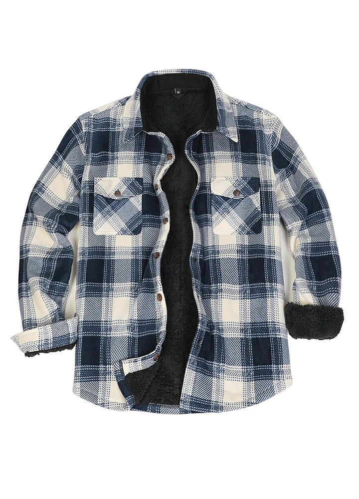 Men's Warm Sherpa Lined Plaid Shirt Jacket (Sherpa Lined Throughout) | FlannelGo