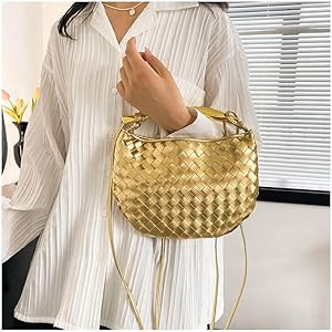 Handmade Woven Crossbody bags for Women - Shoulder Bag Dumpling Purse Knotted Clutch Bag Evening ... | Amazon (US)