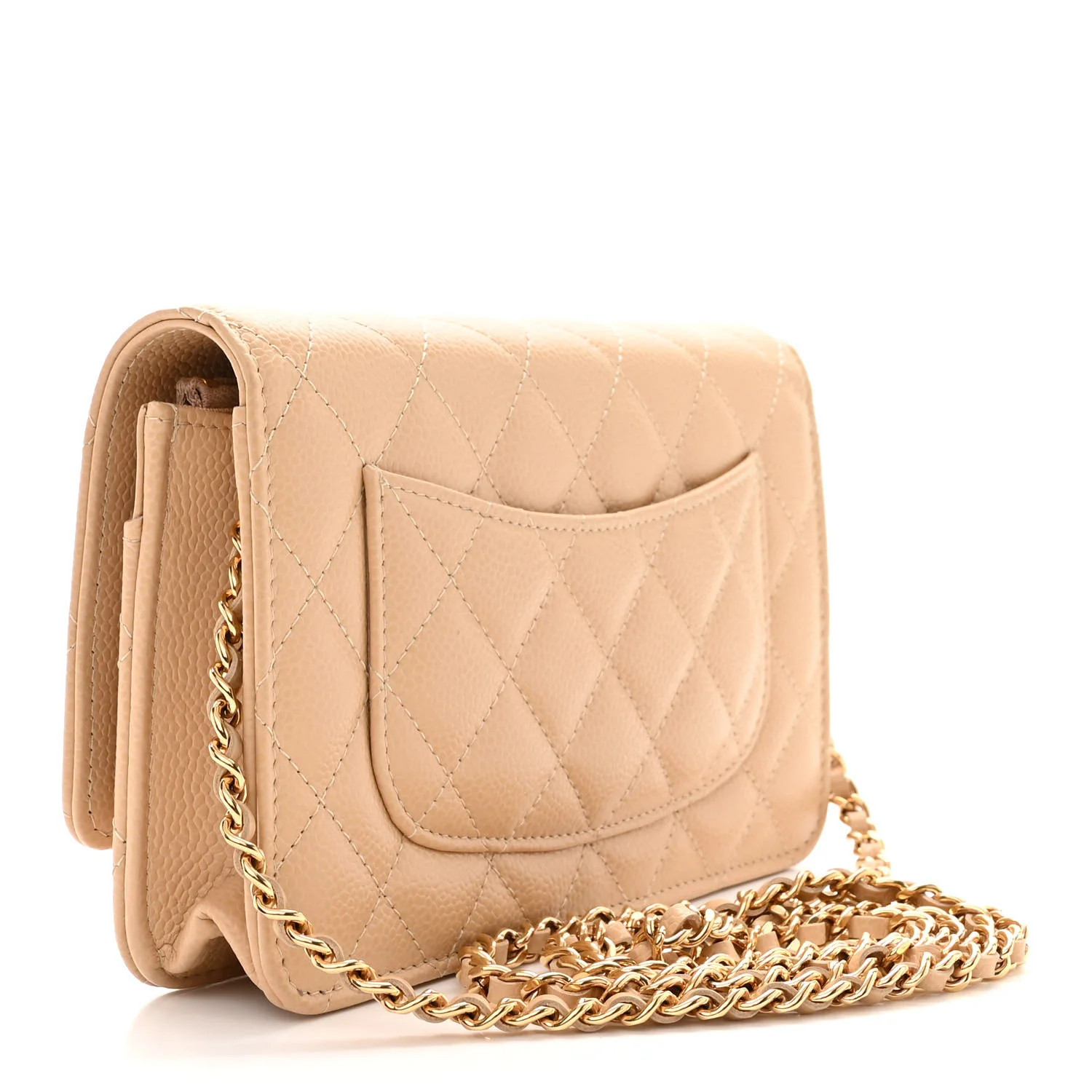 Caviar Quilted Wallet on Chain WOC Beige | FASHIONPHILE (US)