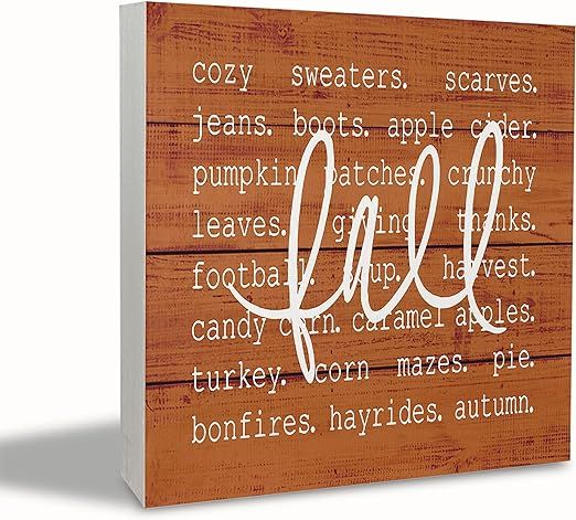 KEUSPI Fall Desk Decor,Orange Fall Autumn Farmhouse Wood Sign Plaque,Fall Signs,Fall Orange Home ... | Amazon (US)