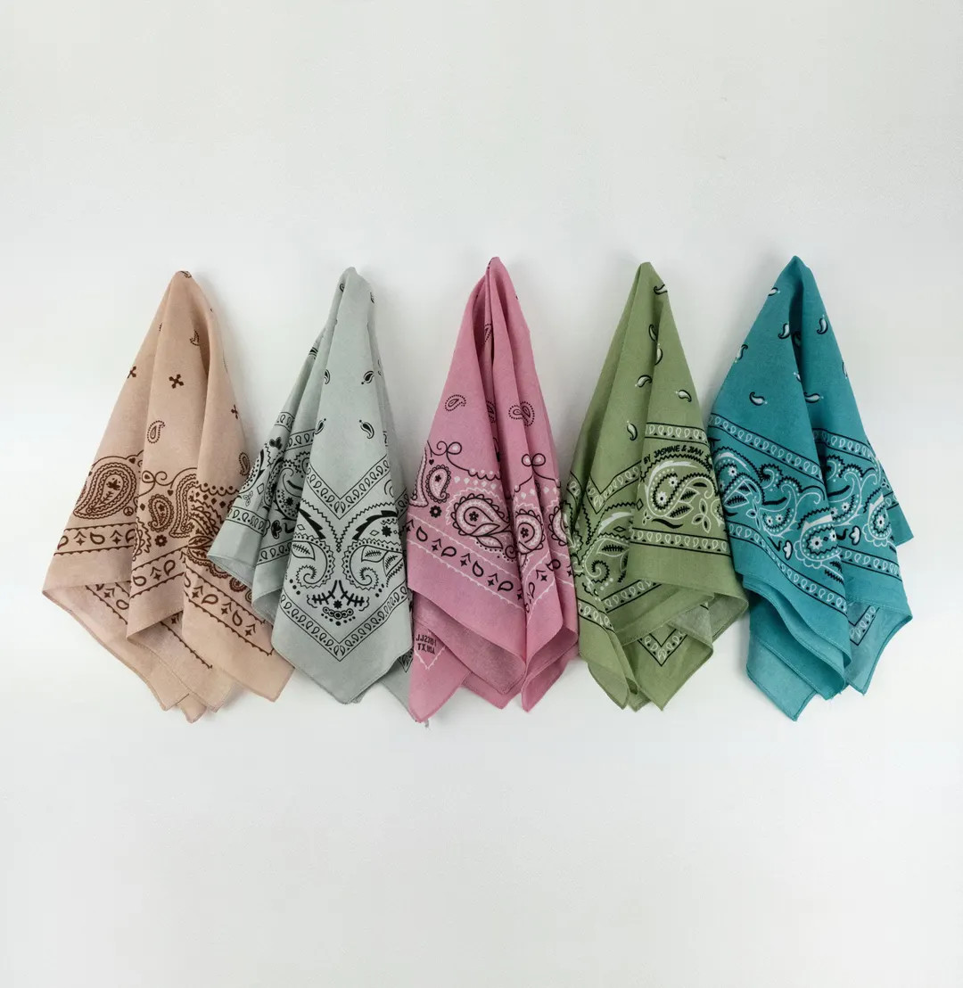 Pastel Paisley Cotton Bandanas Botanical Head Wraps Pink Green Yellow Floral Square Scarf Gift fo... | Etsy (US)