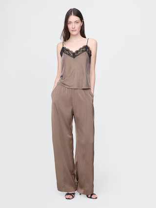 Mid Rise Recycled Satin Seamed Pants | Gap (US)