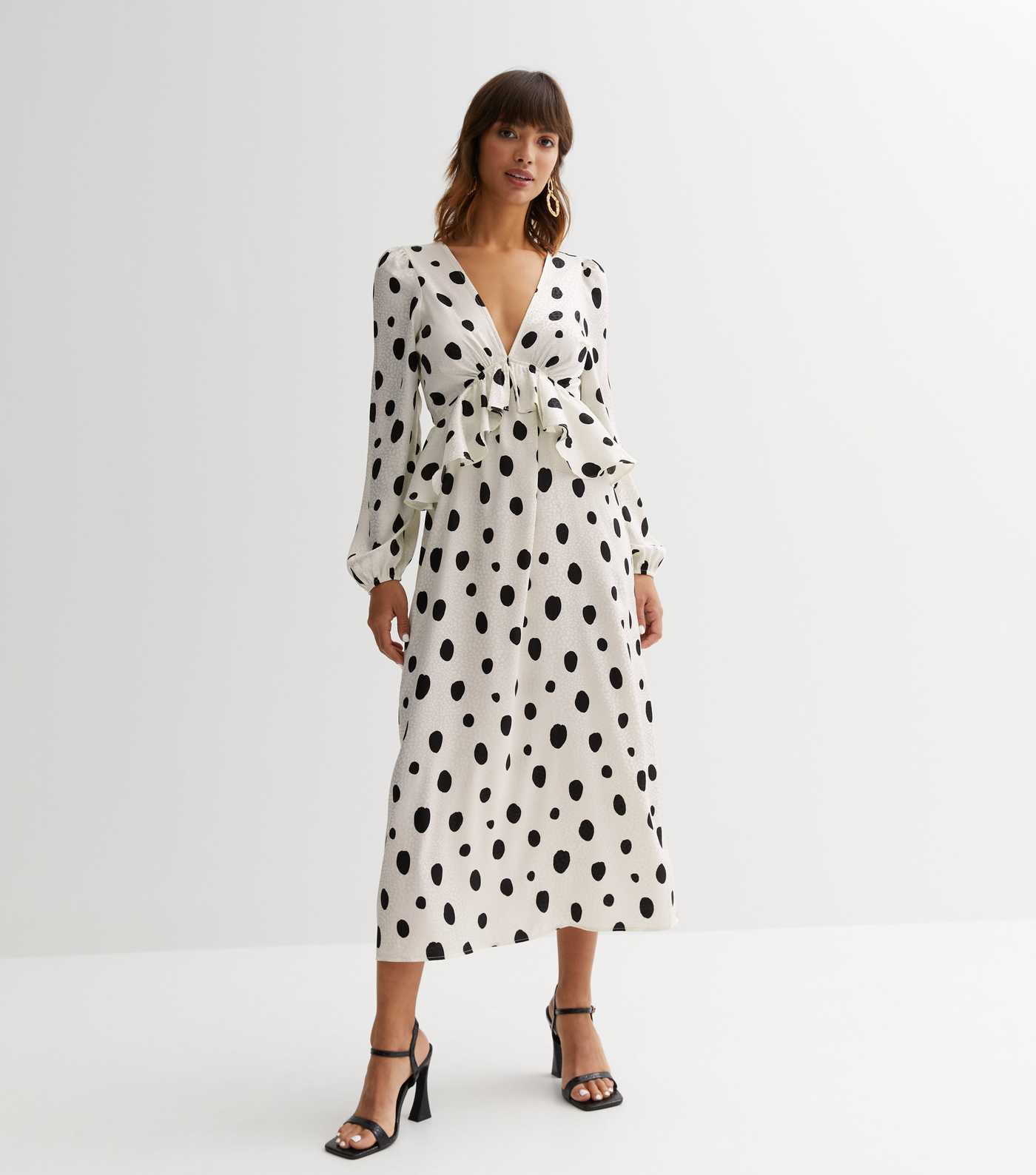 White Spot Jacquard Ruffle Midi Dress
						
						Add to Saved Items
						Remove from Saved Ite... | New Look (UK)