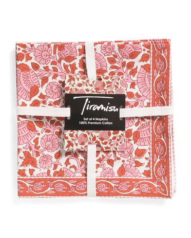 Set Of 4 Cotton Printed Napkins | TJ Maxx