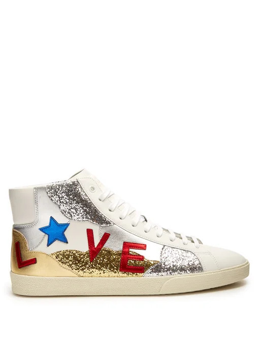 Court Classic glitter and leather trainers | Saint Laurent | Matches (US)