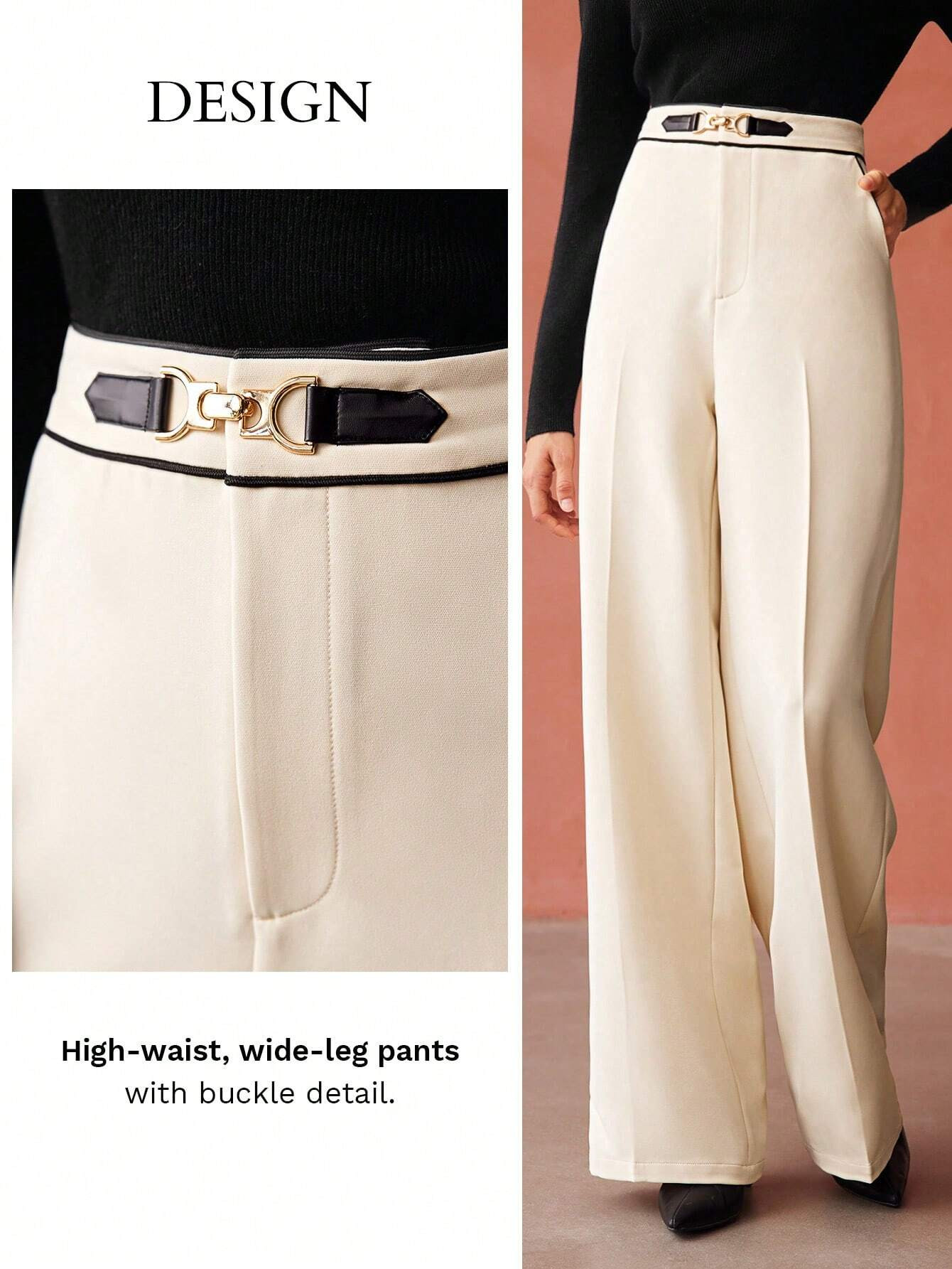 MOTF PREMIUM BELT DETAIL SUIT PANTS | SHEIN