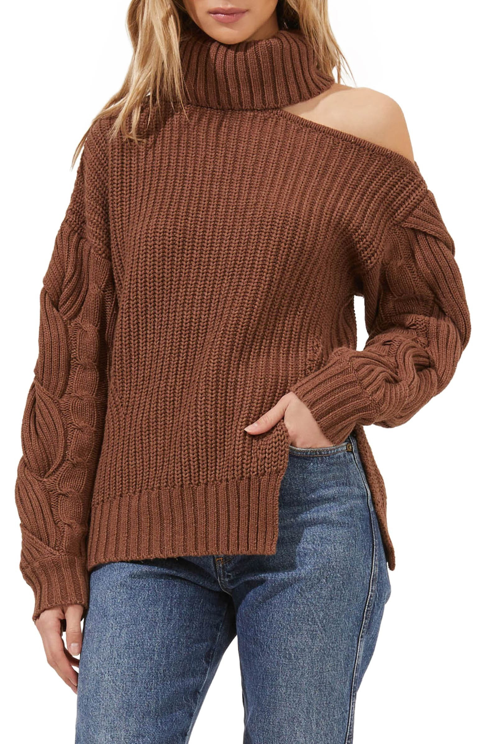 ASTR the Label Sequoia Cutout Turtleneck Cotton Blend Sweater | Nordstrom | Nordstrom