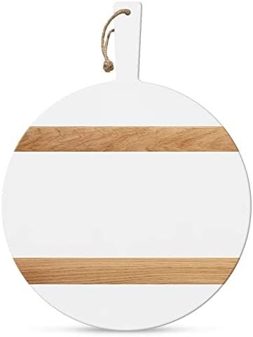 Chloe and Cotton Acacia Wood Diameter 16 Inch Oversized Serving Board | Large White Cheese Board | C | Amazon (US)