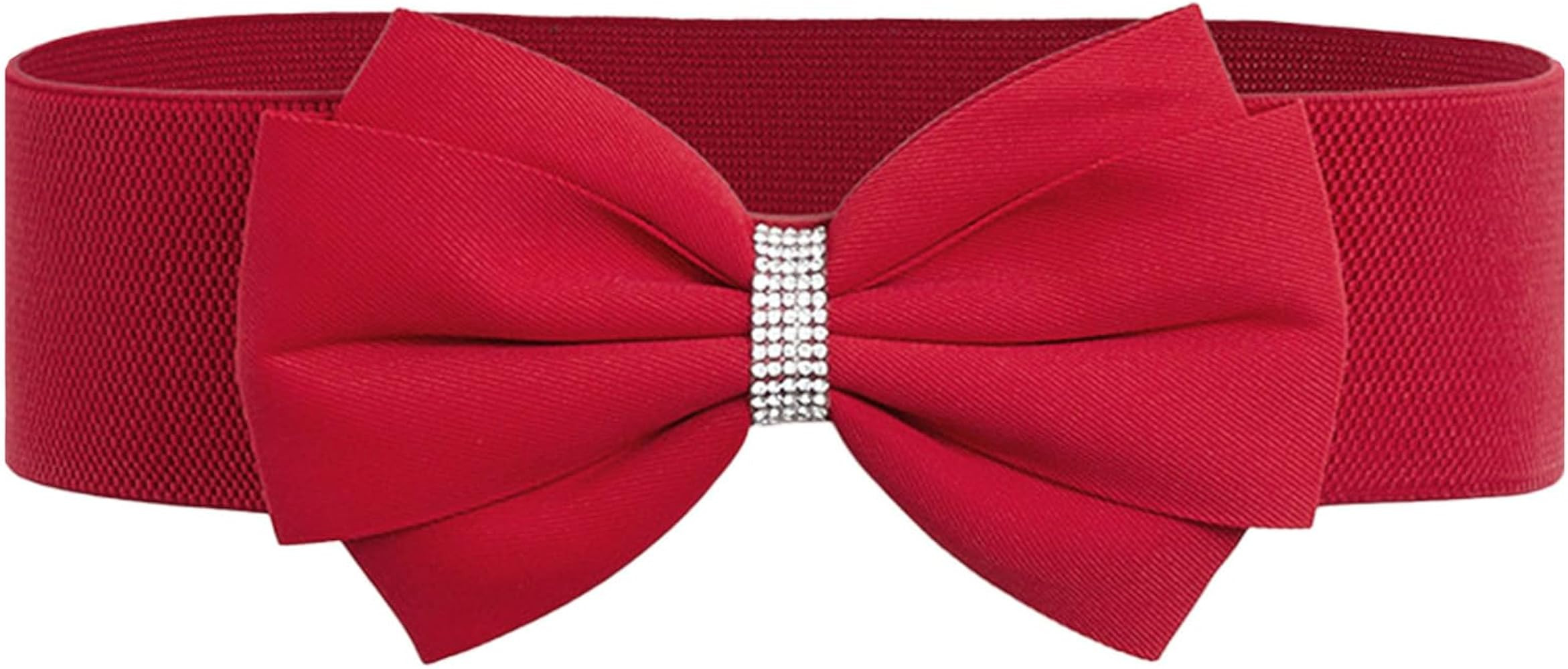 Women's Elastic Bow Belt Wide Rhinestone Stretch Belts Ladies Waist Accessories for Dress Jeans | Amazon (US)