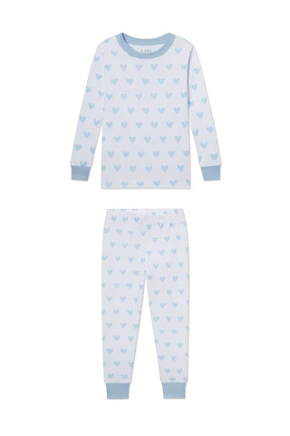 Kids Long-Long Set in French Blue Heart | Lake Pajamas
