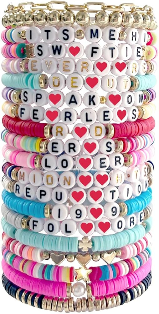 20 Pcs Friendship Bracelets, Singer Music Inspired Bracelets Set, Colorful Clay Bead Bracelets Su... | Amazon (US)